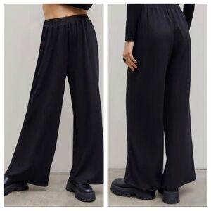 Cider Pants Women 4XL Black Ribbed Knit Wide Leg Stretchy Pull On Comfort Casual